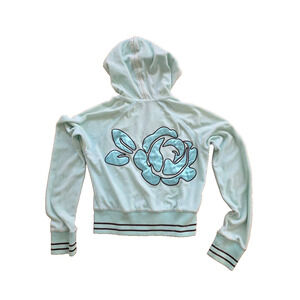 Guess Jeans Floral Long Sleeve Full Zip Hoodie Light Blue S/P A001163